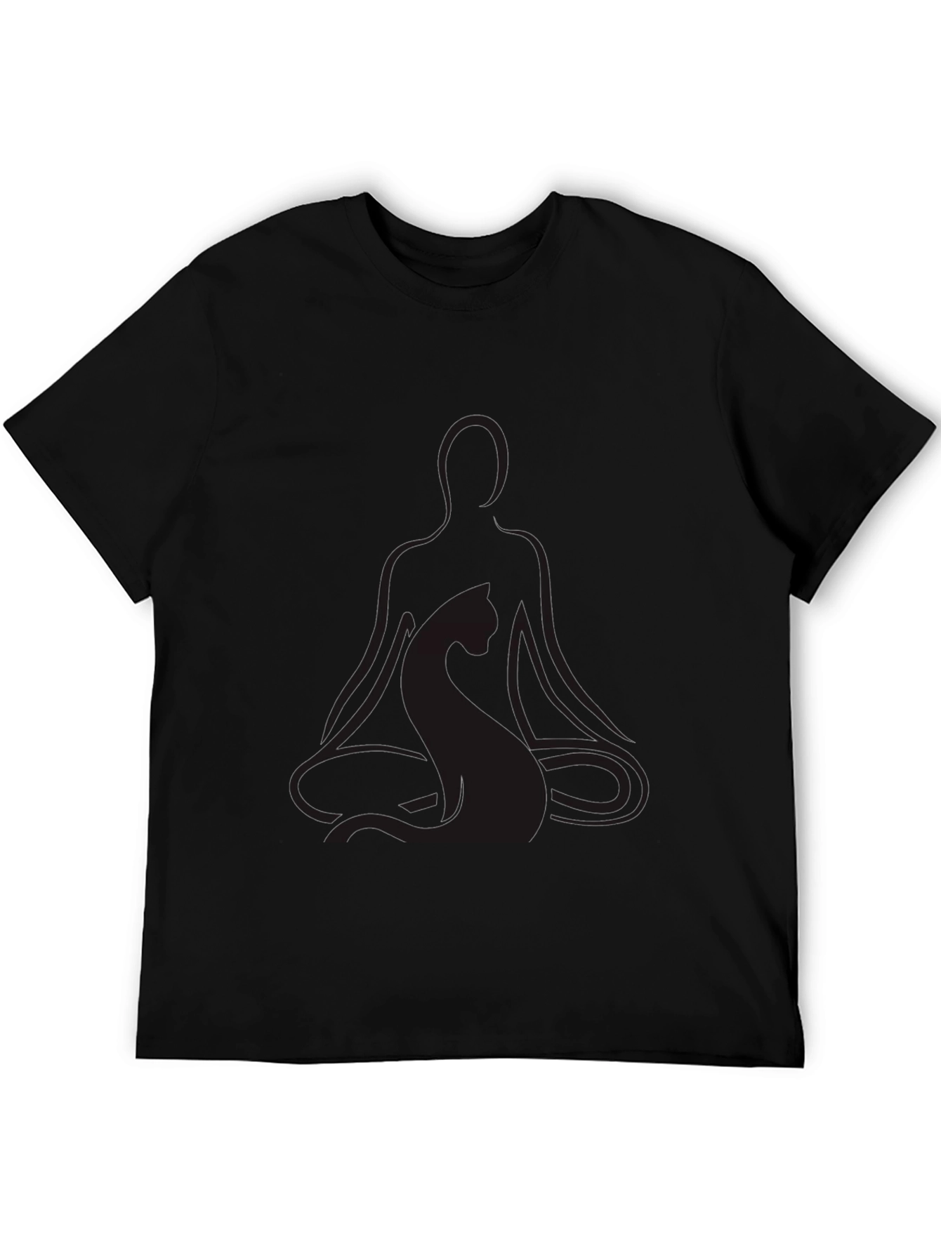 Meditating Yoga Cat Black T-Shirt