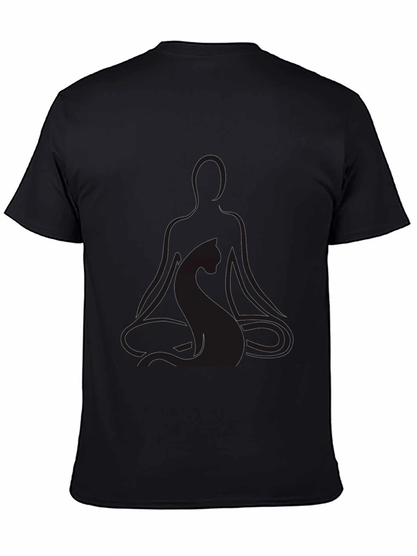 Meditating Yoga Cat Black T-Shirt
