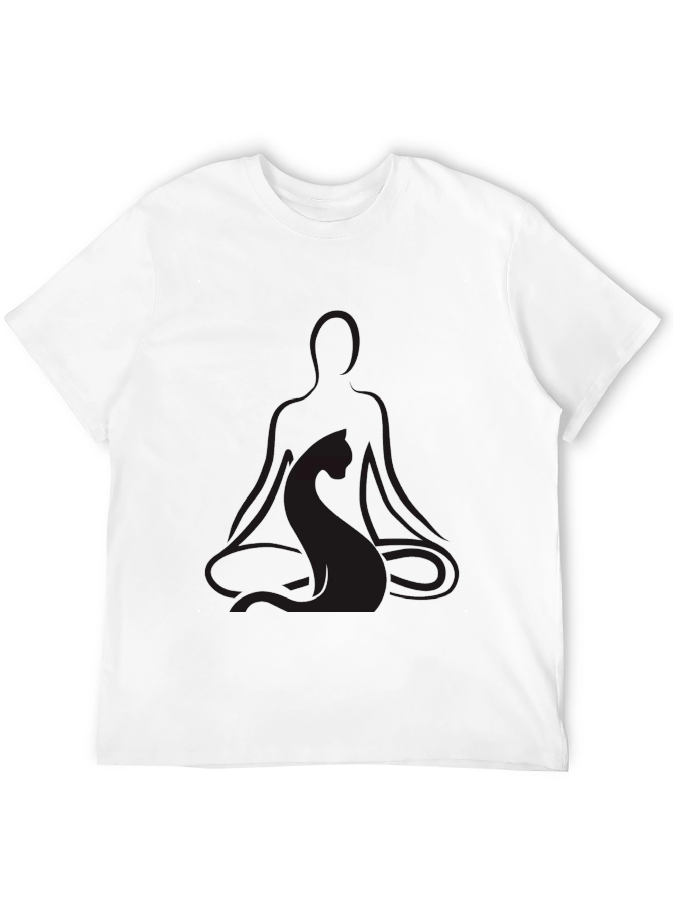 Meditating Yoga Cat Black T-Shirt