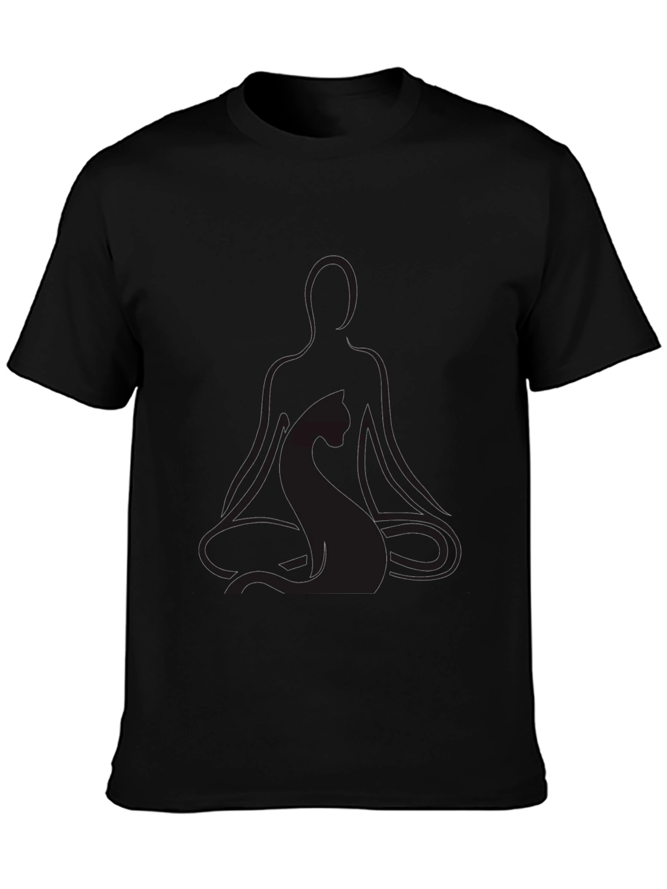 Meditating Yoga Cat Black T-Shirt