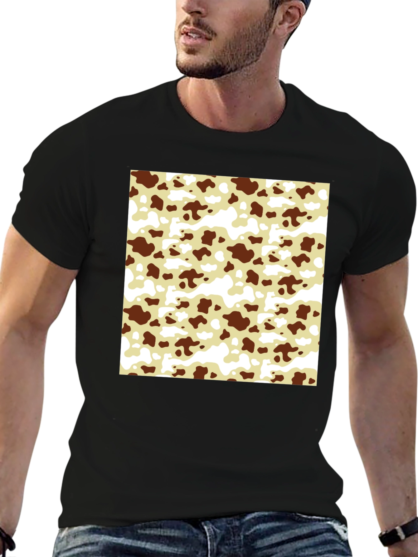 Cow Pattern T-Shirt - Black