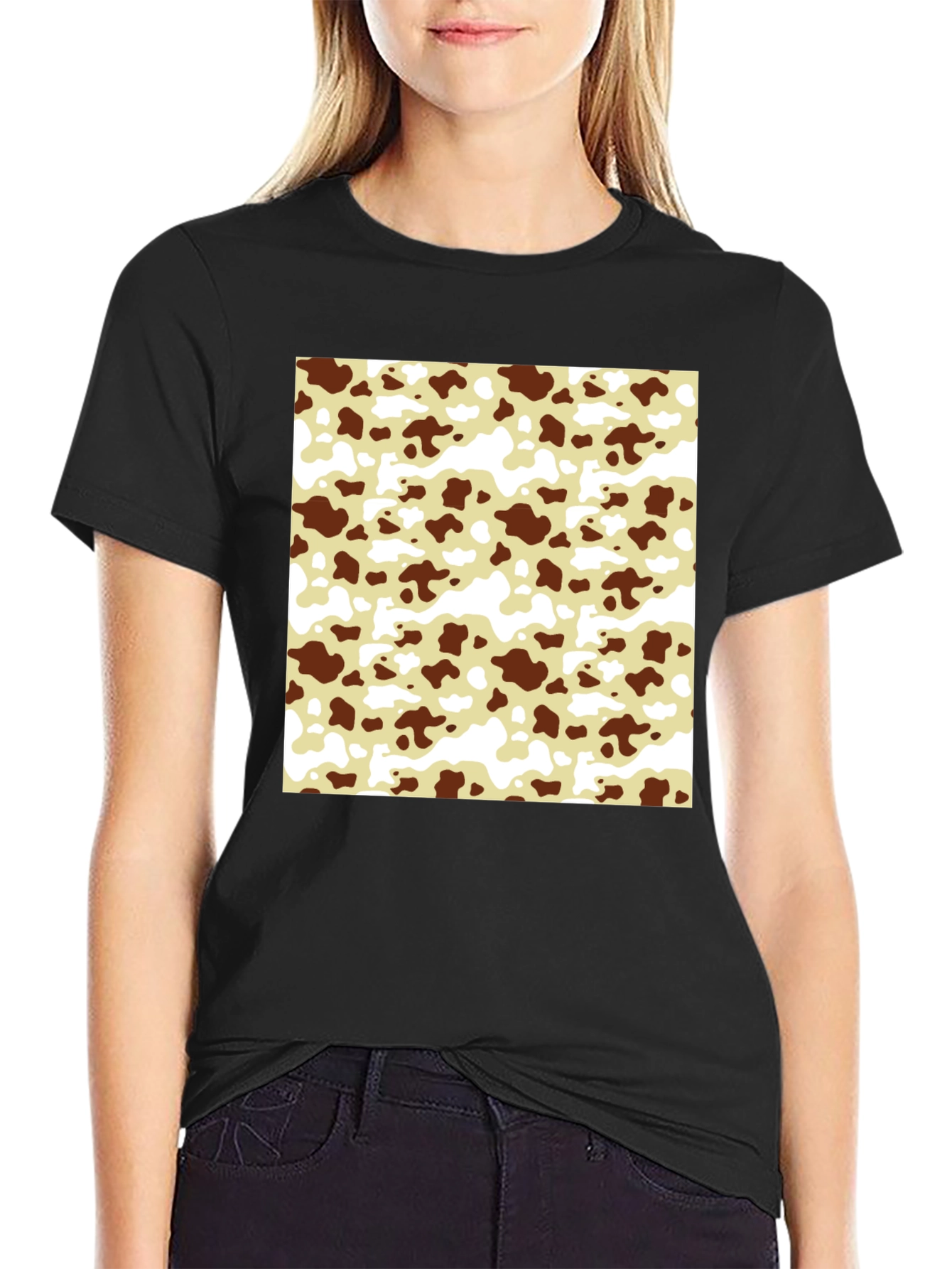 Cow Pattern T-Shirt - Black