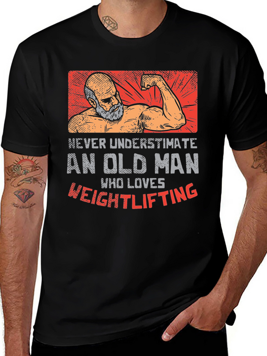 Old Man Weightlifting T-Shirt