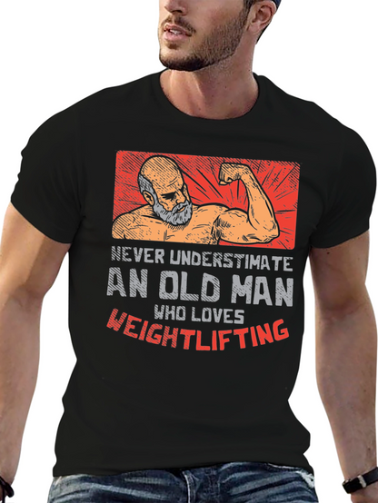 Old Man Weightlifting T-Shirt