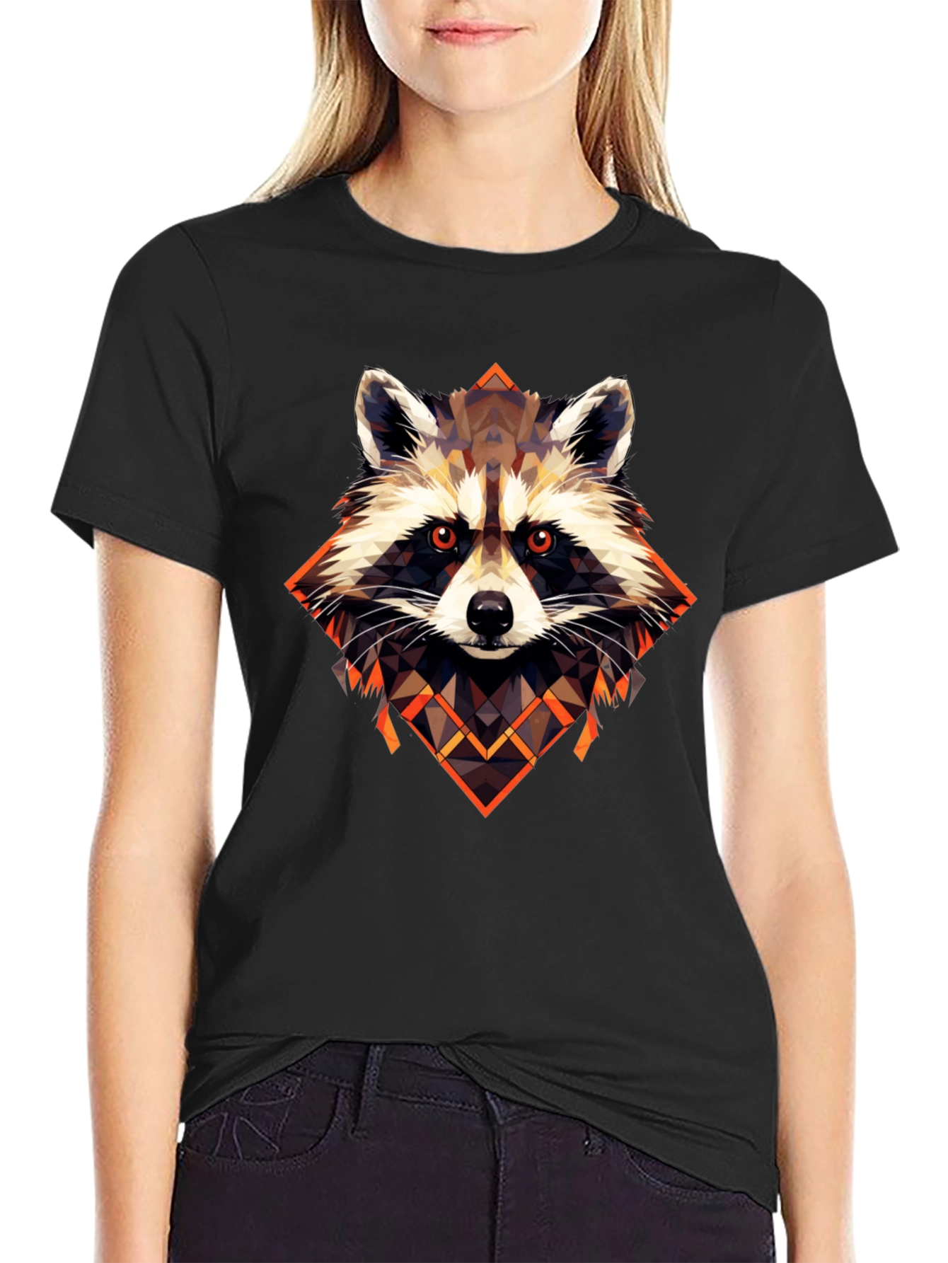 Raccoon Geometric Art Graphic Tee