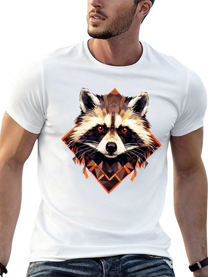 Raccoon Geometric Art Graphic Tee