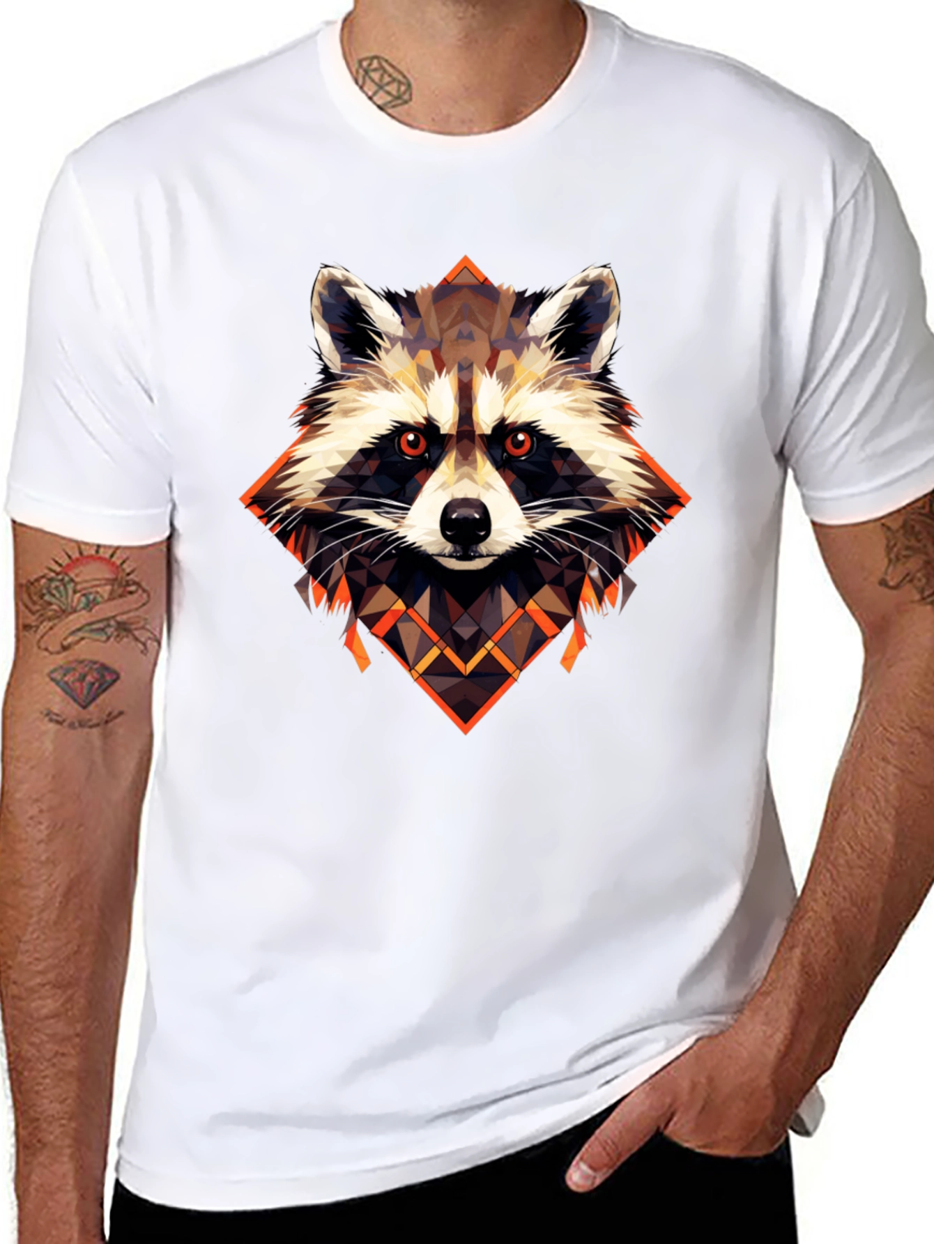 Raccoon Geometric Art Graphic Tee