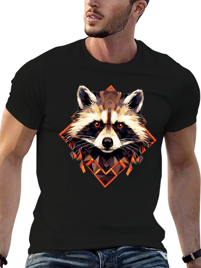 Raccoon Geometric Art Graphic Tee