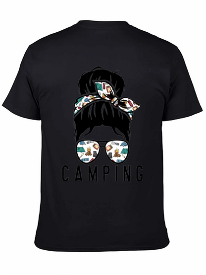Camping Messy Bun T-Shirt - Adventure Ready Style