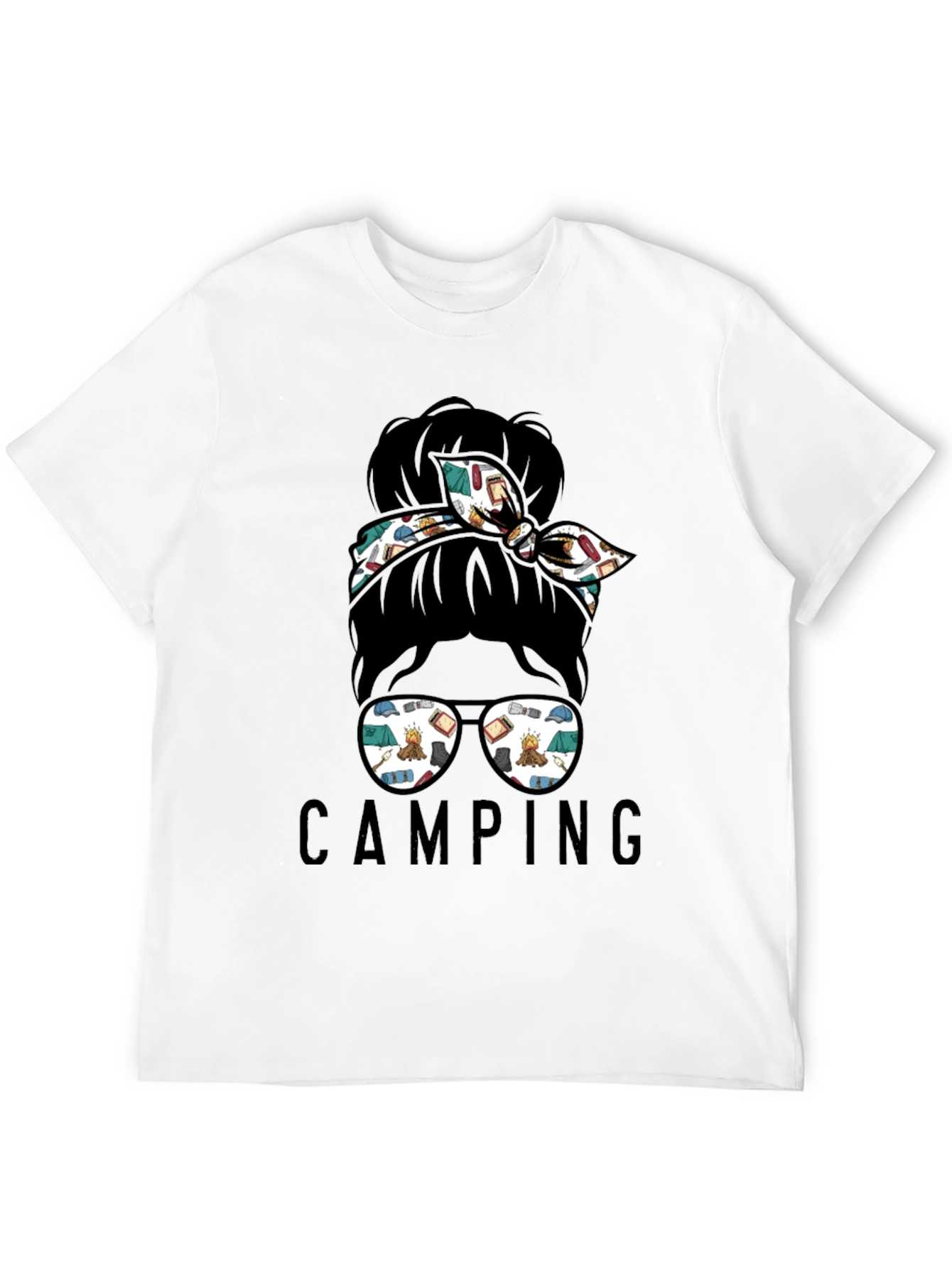 Camping Messy Bun T-Shirt - Adventure Ready Style