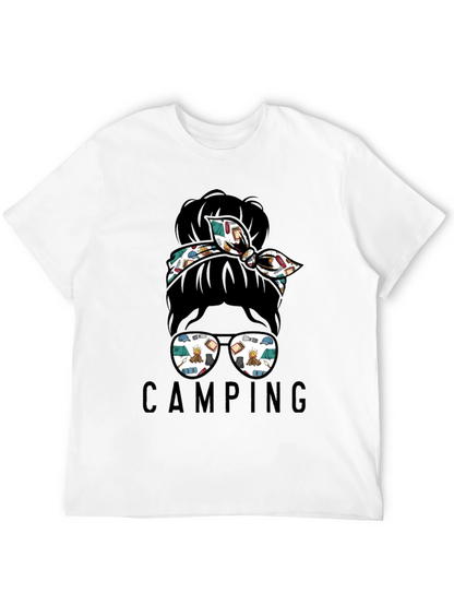 Camping Messy Bun T-Shirt - Adventure Ready Style