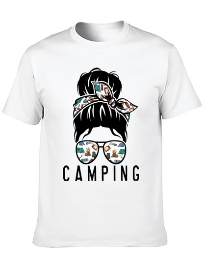 Camping Messy Bun T-Shirt - Adventure Ready Style