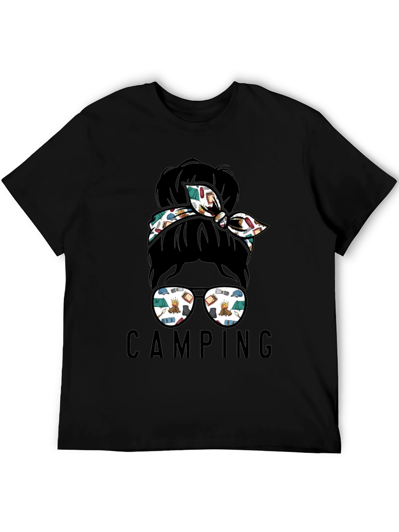 Camping Messy Bun T-Shirt - Adventure Ready Style