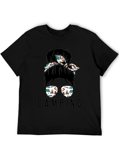 Camping Messy Bun T-Shirt - Adventure Ready Style