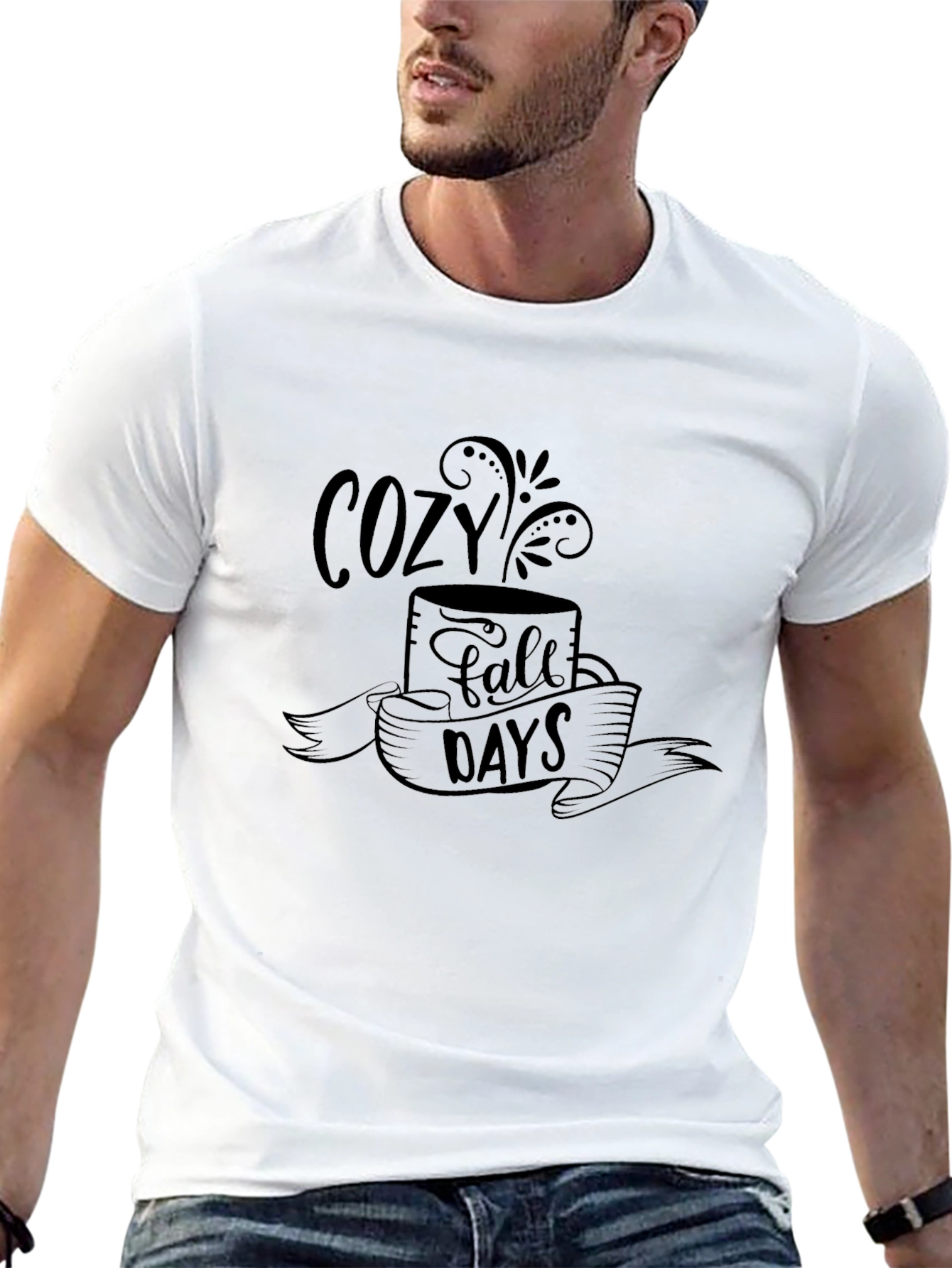 Cozy Fall Days Graphic Tee - Soft Black T-Shirt