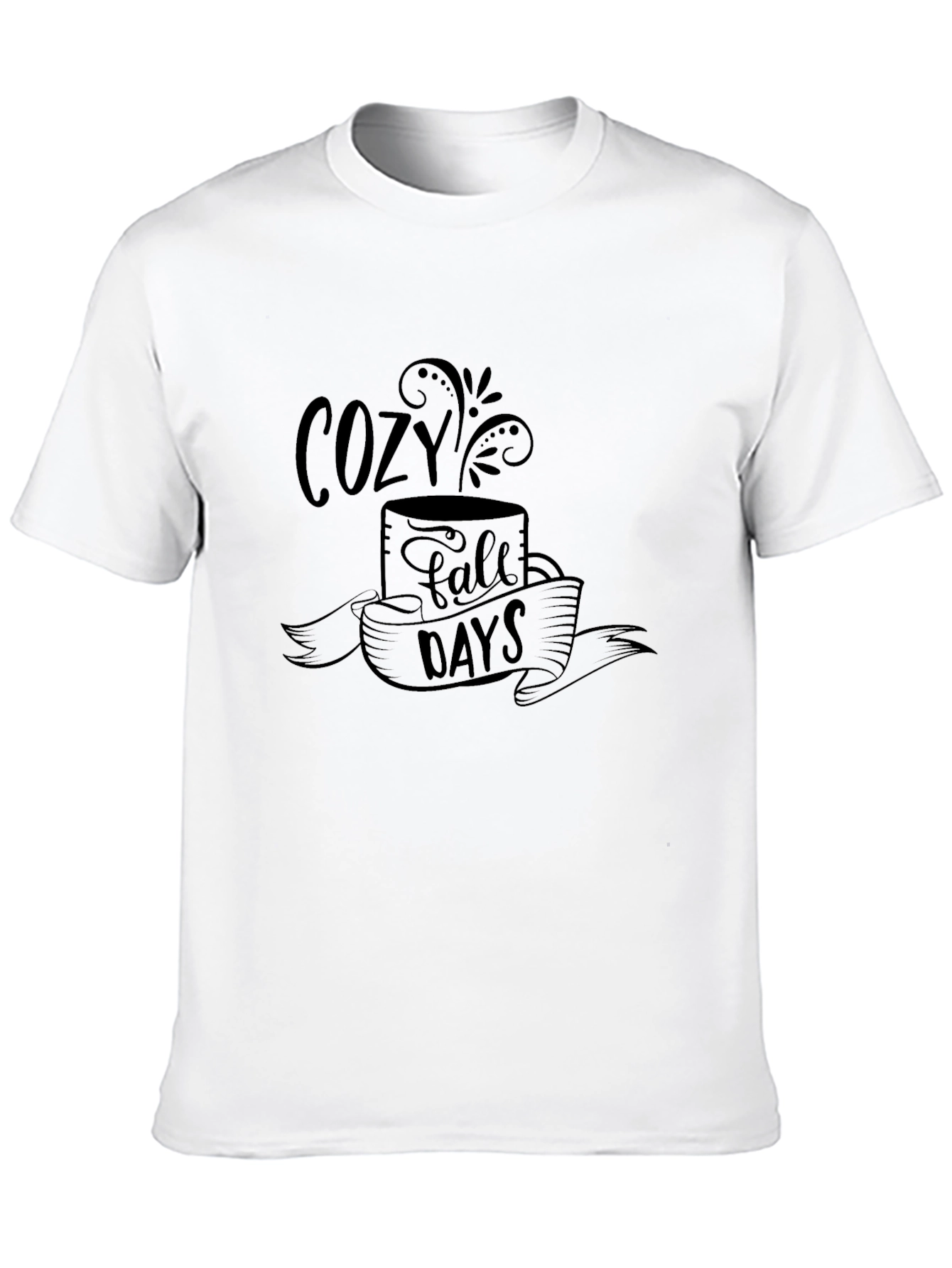 Cozy Fall Days Graphic Tee - Soft Black T-Shirt