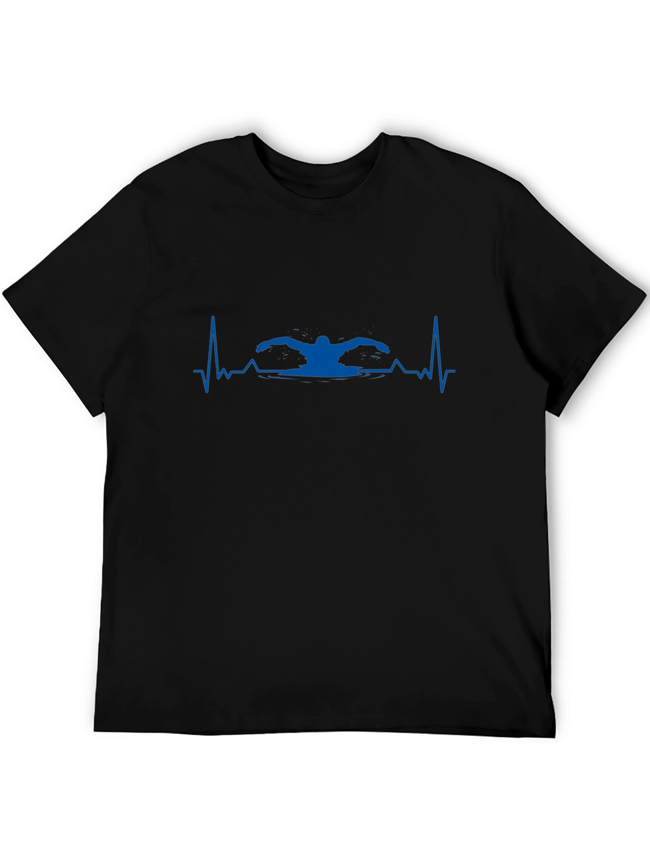Swimmer Heartbeat T-Shirt - Black Cotton Tee