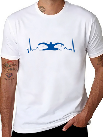 Swimmer Heartbeat T-Shirt - Black Cotton Tee