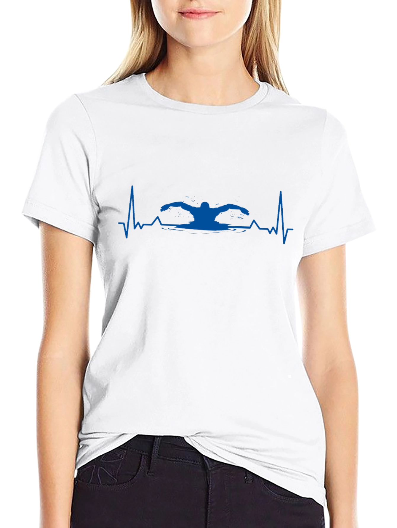 Swimmer Heartbeat T-Shirt - Black Cotton Tee