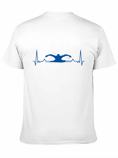 Swimmer Heartbeat T-Shirt - Black Cotton Tee