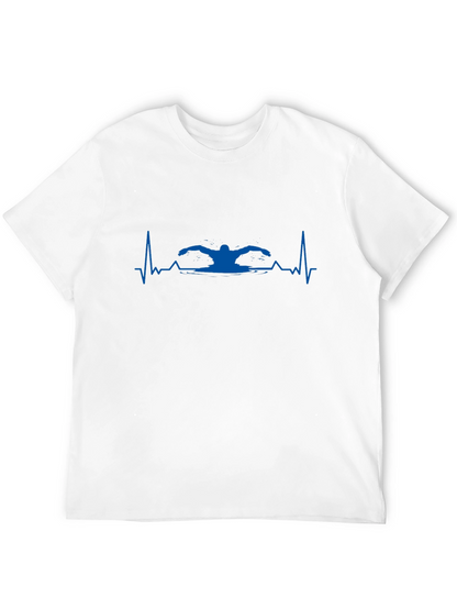 Swimmer Heartbeat T-Shirt - Black Cotton Tee