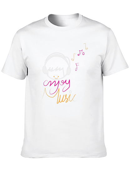 Enjoy Music Graphic Tee - Casual Black T-Shirt