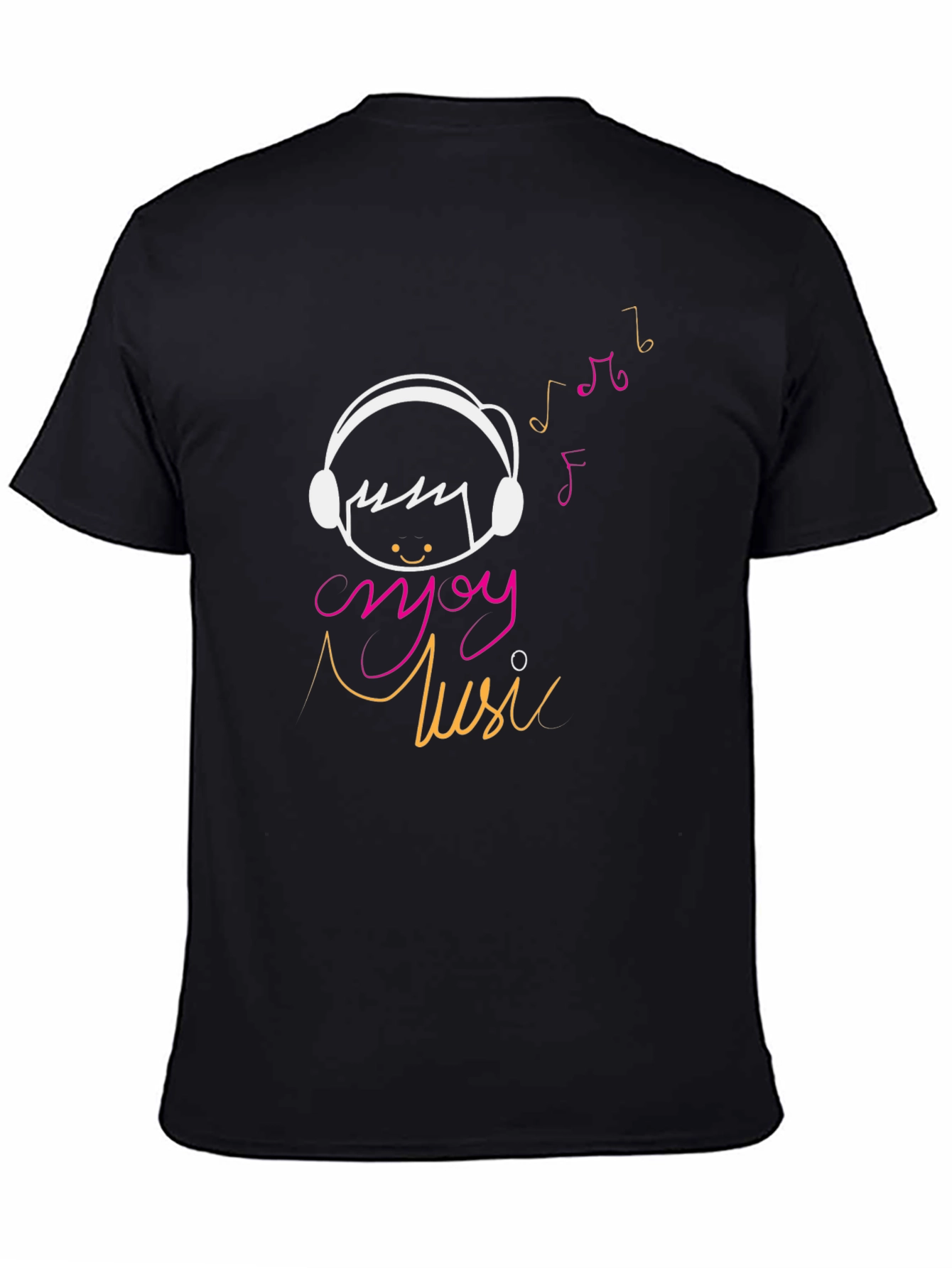 Enjoy Music Graphic Tee - Casual Black T-Shirt