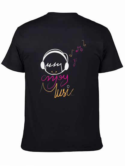 Enjoy Music Graphic Tee - Casual Black T-Shirt
