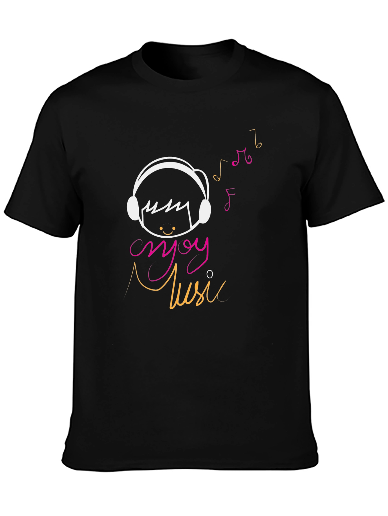 Enjoy Music Graphic Tee - Casual Black T-Shirt