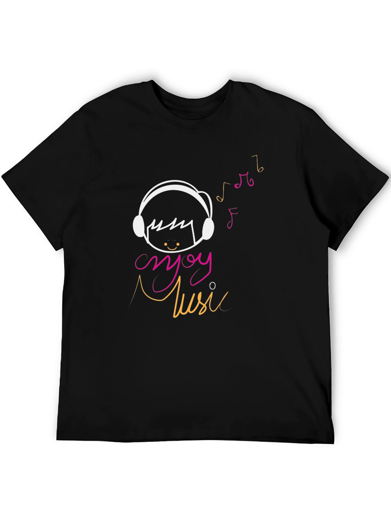Enjoy Music Graphic Tee - Casual Black T-Shirt