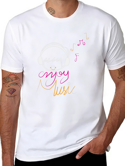 Enjoy Music Graphic Tee - Casual Black T-Shirt