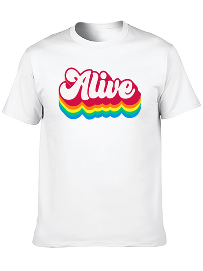 Alive Rainbow Graphic Tee - Retro Style Black T-Shirt