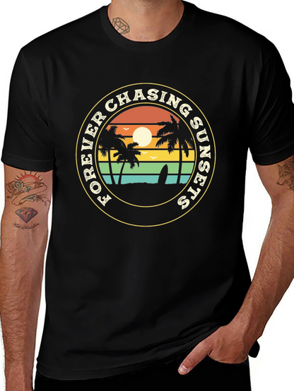 Forever Chasing Sunsets Black Graphic Tee