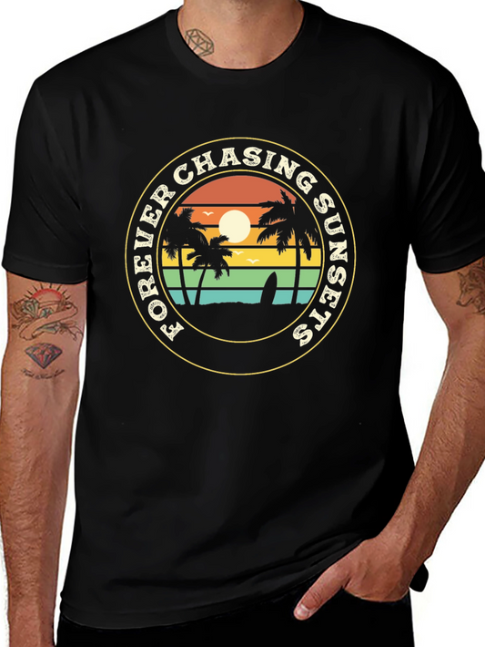 Forever Chasing Sunsets Black Graphic Tee