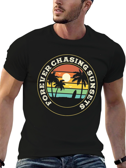 Forever Chasing Sunsets Black Graphic Tee