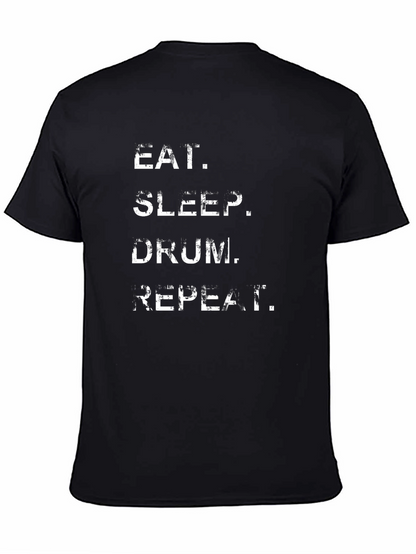 Eat Sleep Drum Repeat Black Graphic T-Shirt