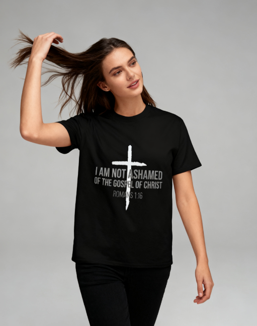 “I Am Not Ashamed of the Gospel” Christian T-Shirt - Romans 1:16 Faith Statement Tee for Men & Women