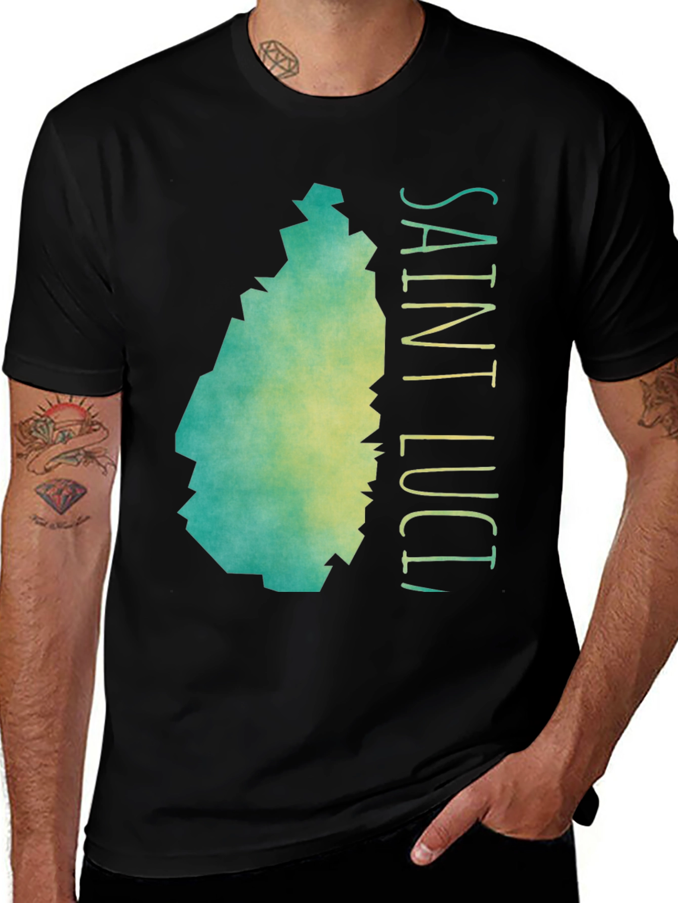 Saint Lucia Map Graphic T-Shirt
