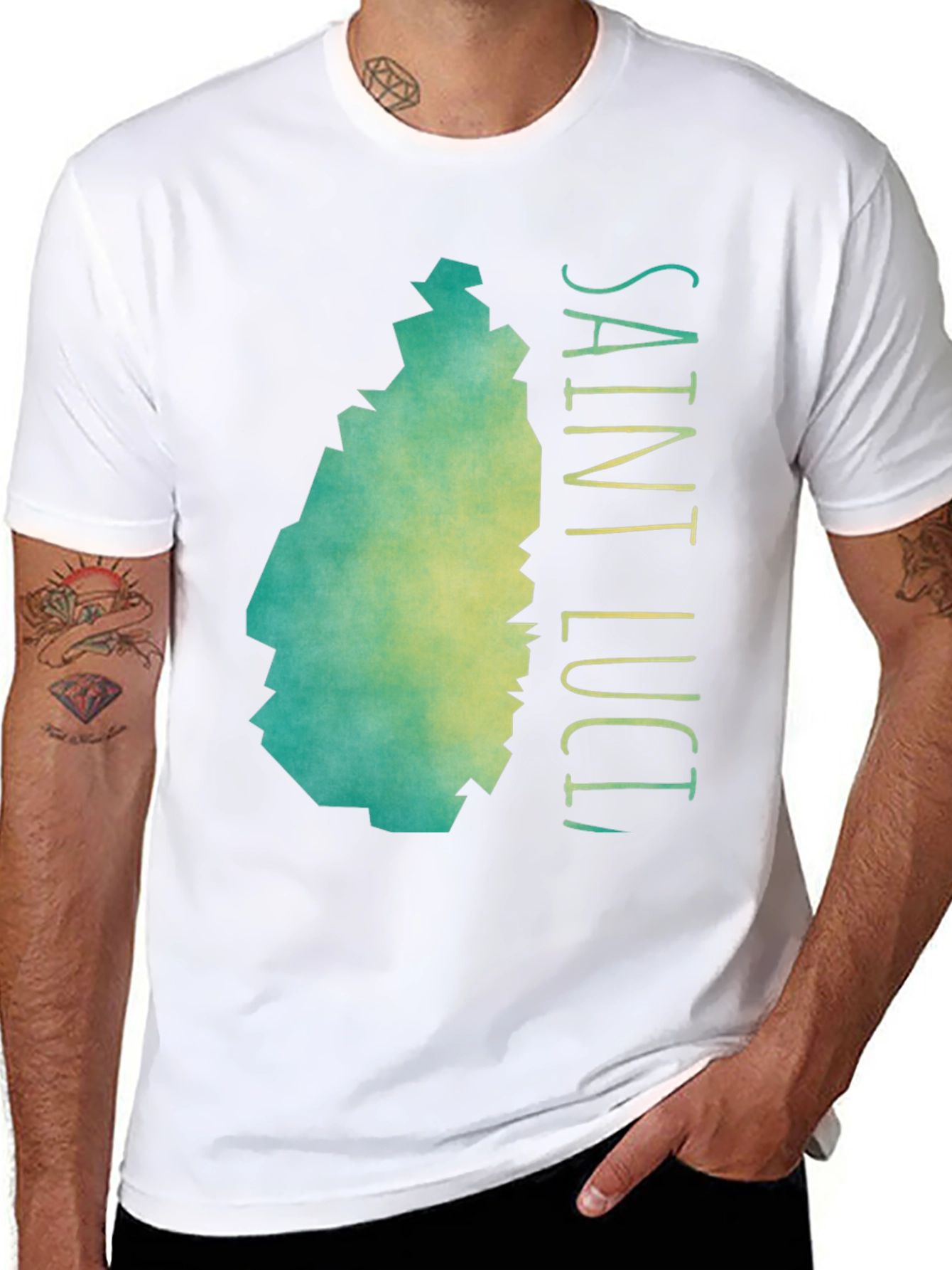 Saint Lucia Map Graphic T-Shirt