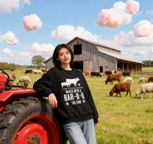 Unisex BBQ Joke "Walk Into A Bar-B-Q" Graphic Sweatshirt