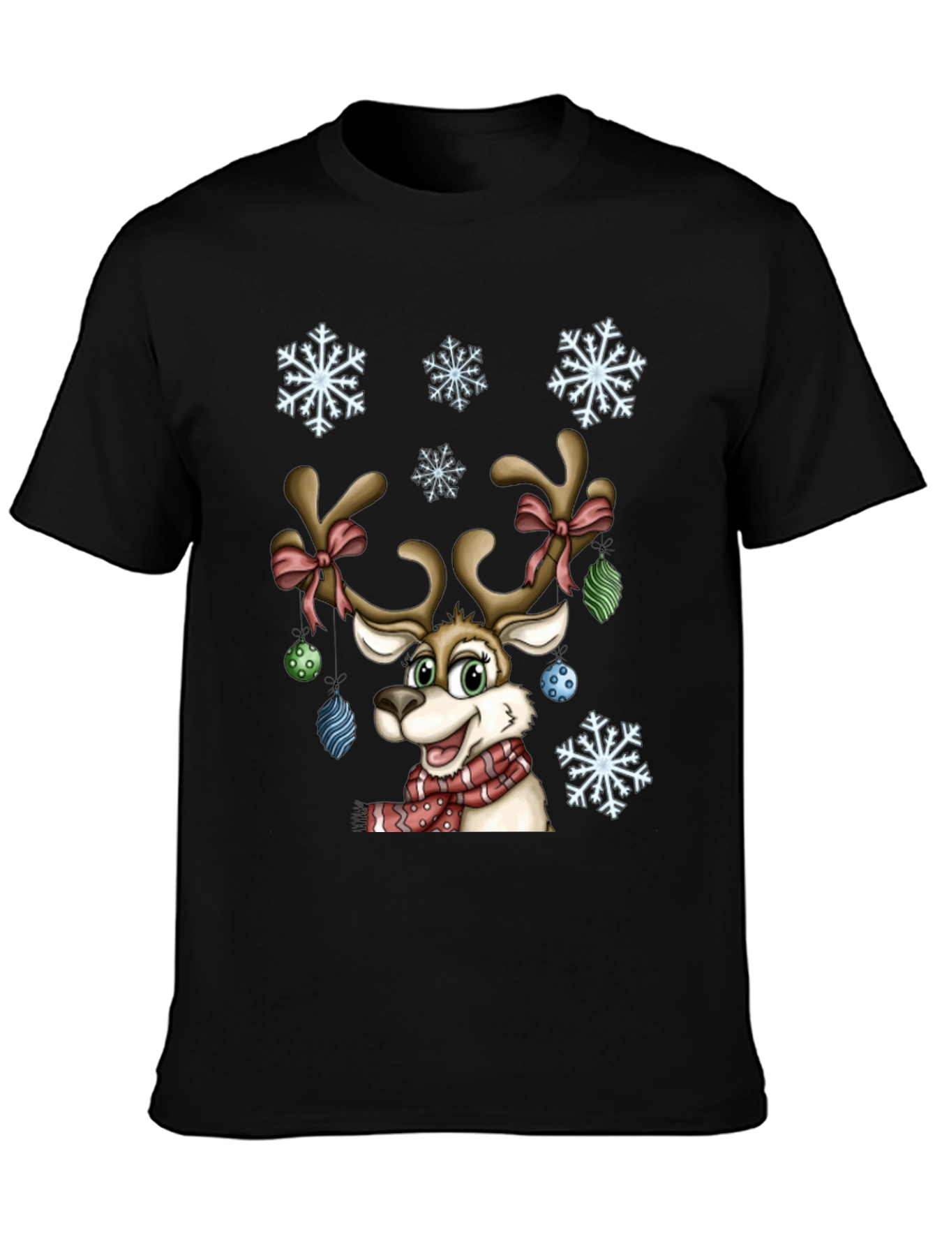 Festive Reindeer Graphic Tee - Holiday Cheer