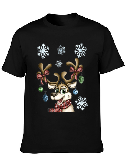 Festive Reindeer Graphic Tee - Holiday Cheer