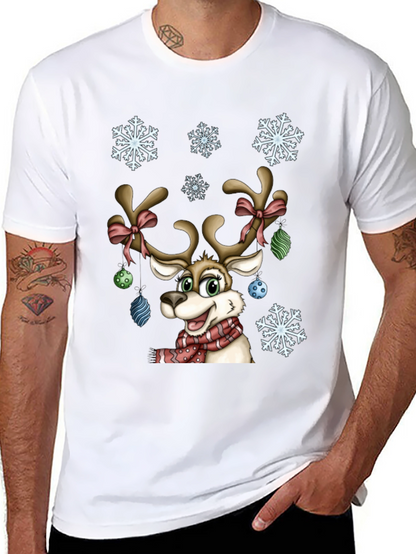 Festive Reindeer Graphic Tee - Holiday Cheer