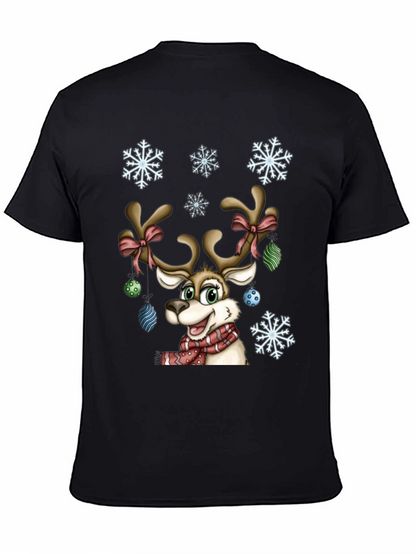 Festive Reindeer Graphic Tee - Holiday Cheer