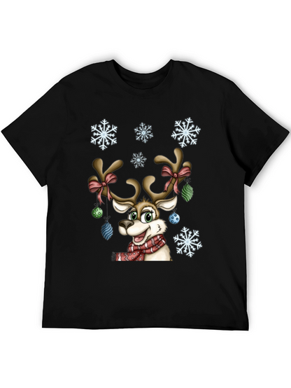Festive Reindeer Graphic Tee - Holiday Cheer