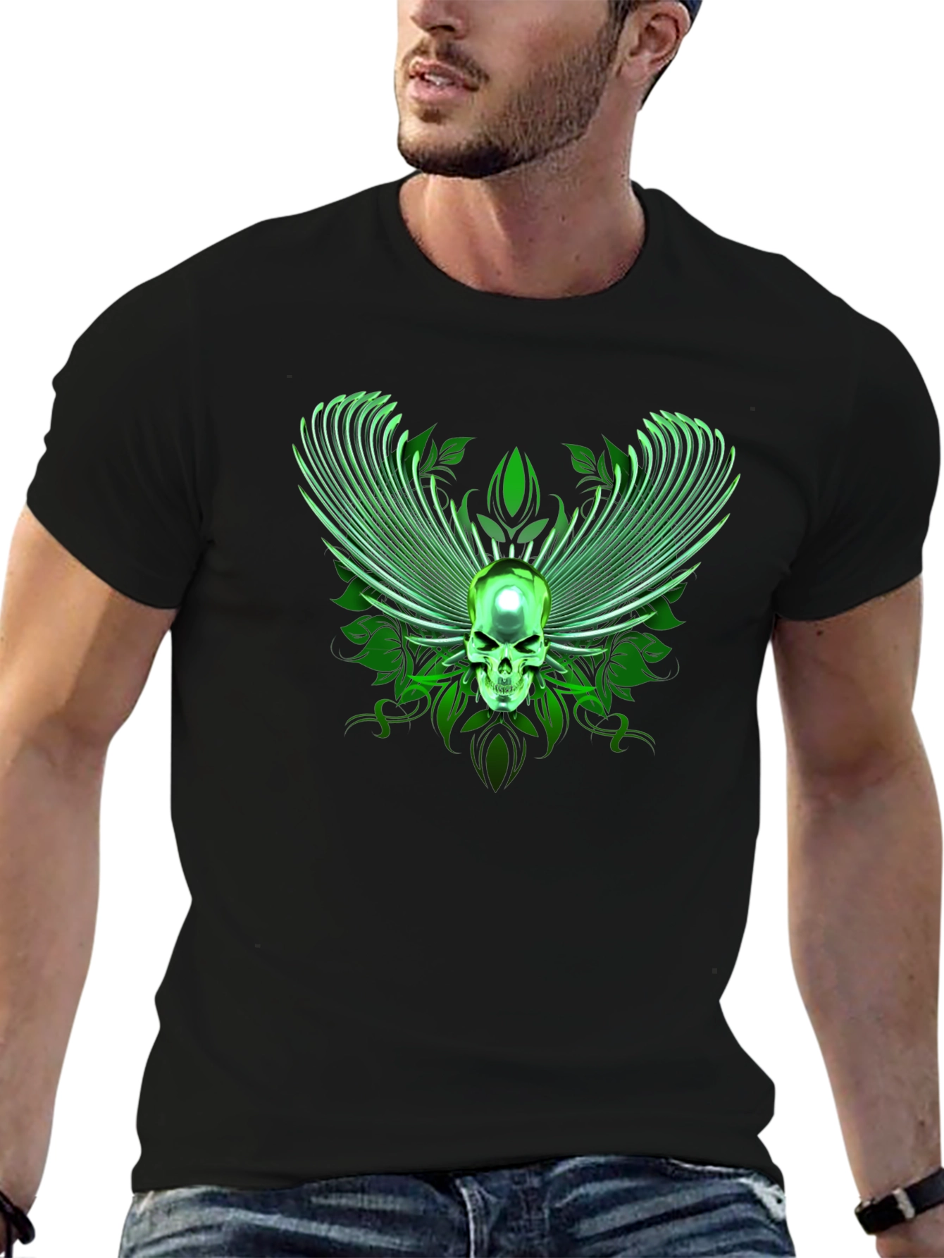 Winged Skull Graphic Tee - Black
