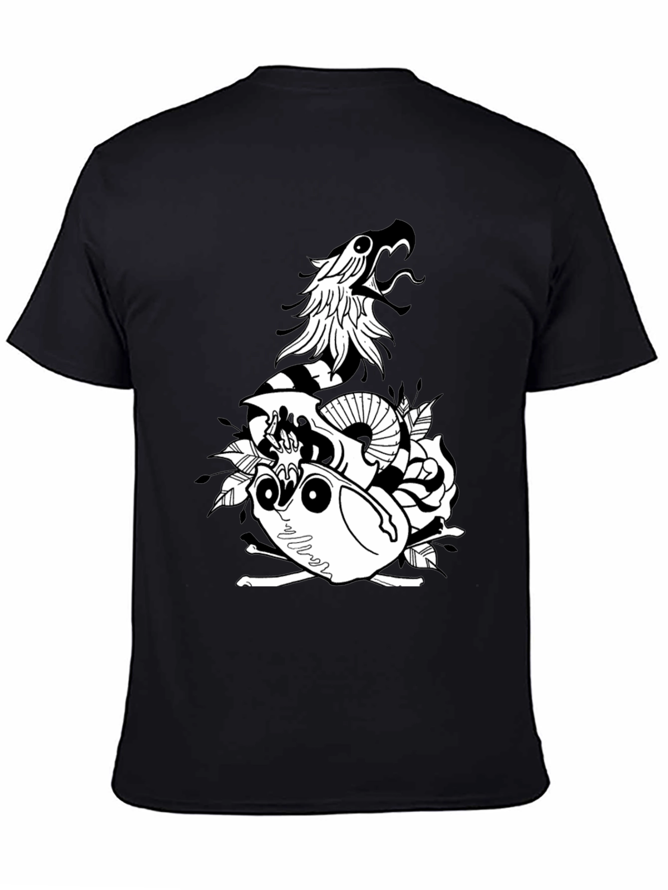 Snake & Skull Graphic Tee - Black Cotton Blend