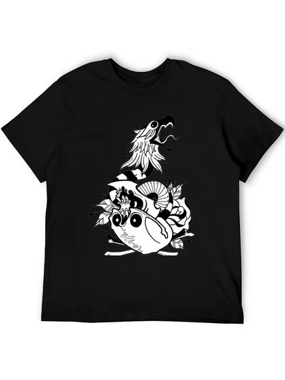 Snake & Skull Graphic Tee - Black Cotton Blend