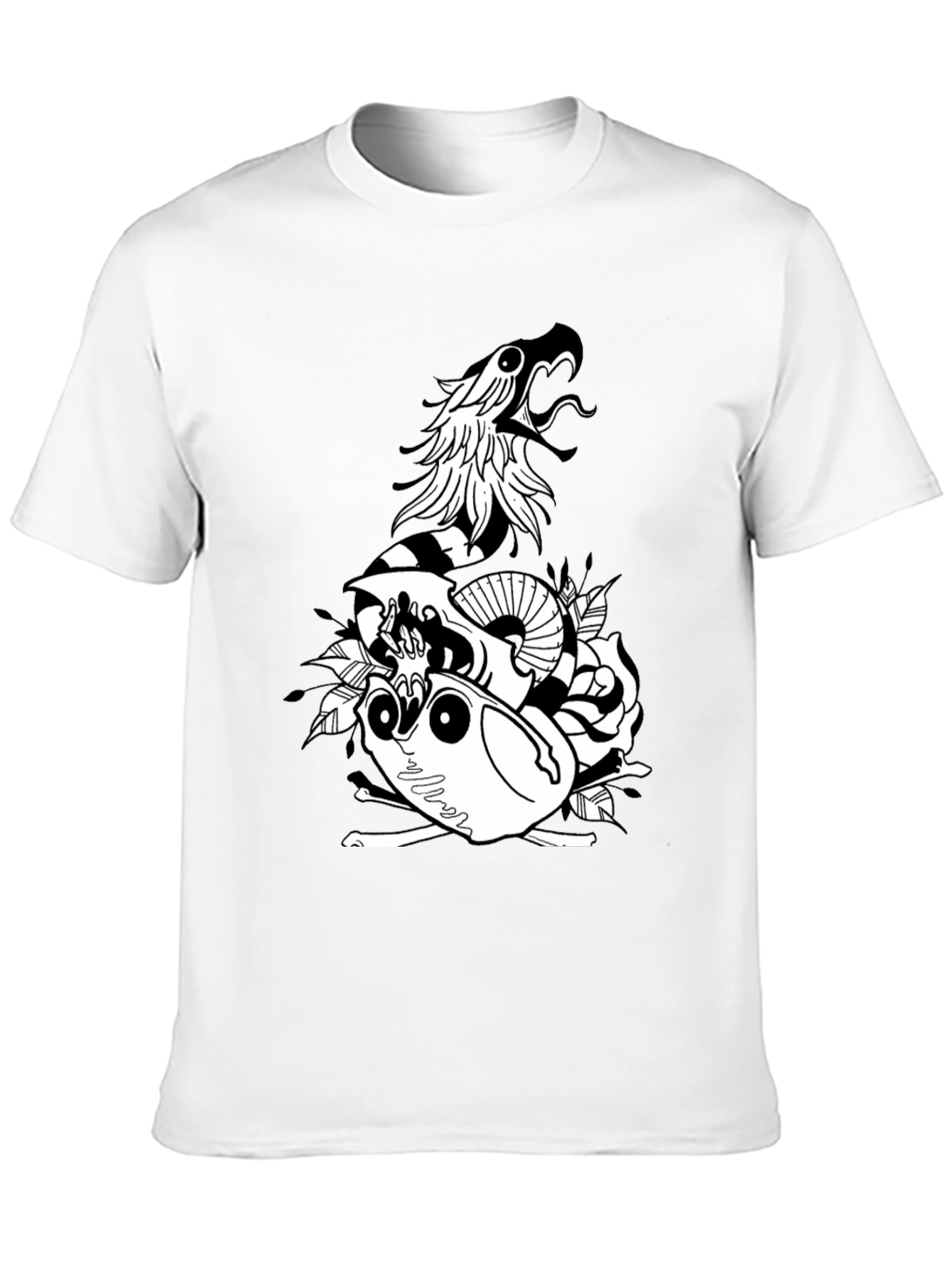 Snake & Skull Graphic Tee - Black Cotton Blend