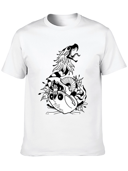 Snake & Skull Graphic Tee - Black Cotton Blend